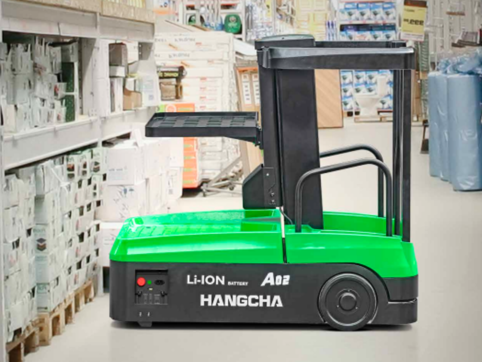 Hangcha electric order picker lifting goods in an Australian warehouse