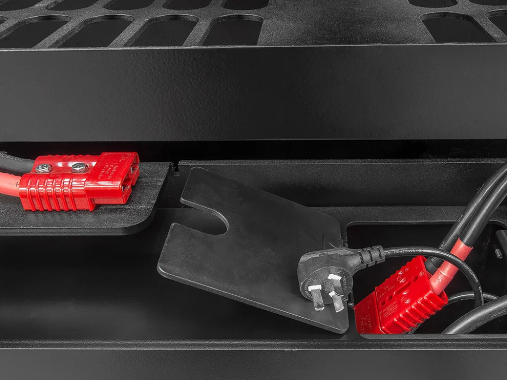 Battery connector detail on the Hangcha A Series order picker