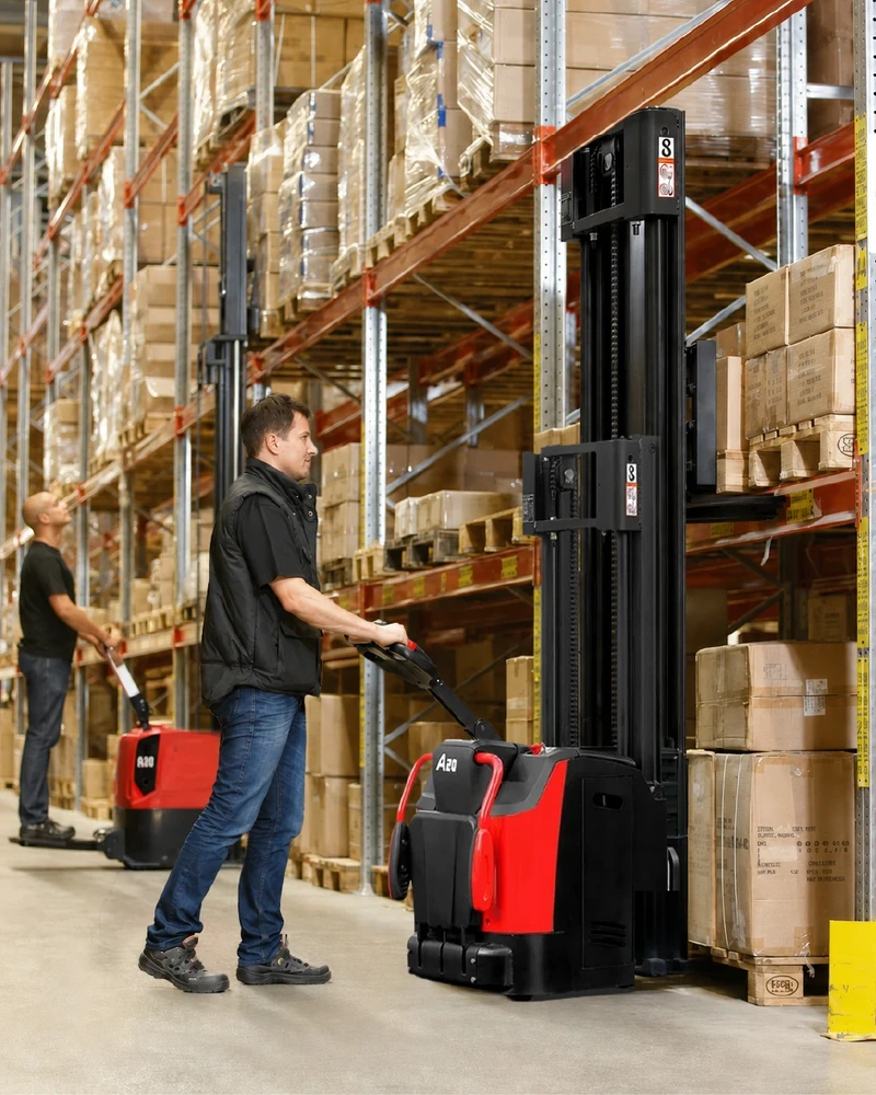 Warehouse equipment including stackers