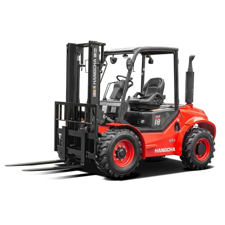 Hangcha 1.8 tonne four wheel drive rough terrain forklift, front three-quarter view