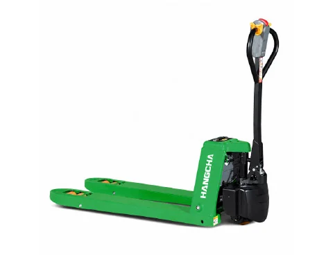 Hangcha WS Series lithium battery pallet truck with forks forward, front three-quarter view