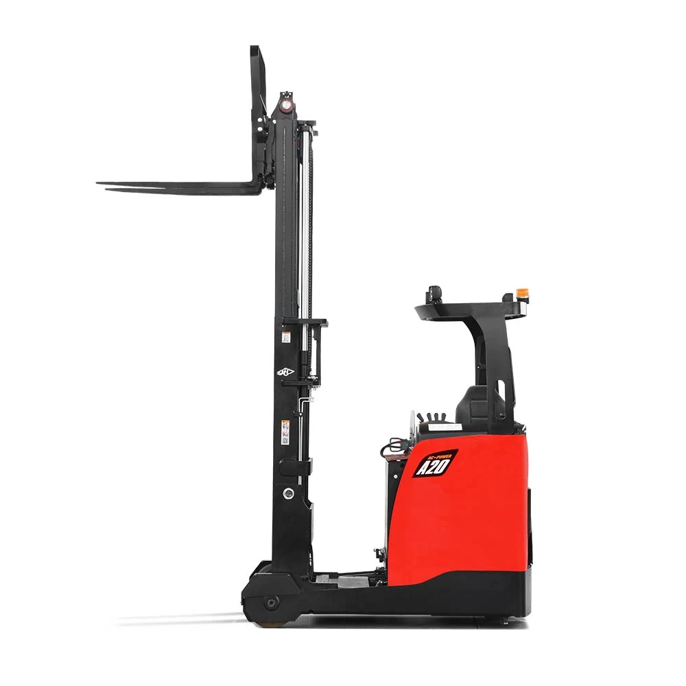Hangcha A Series reach truck with 1.2-2.0 t lift capacity, side view with mast raised