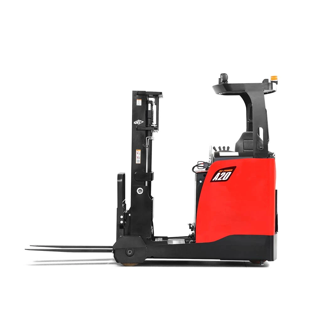 Hangcha A Series reach truck with 1.2-2.0 t lift capacity, side view with forks lowered