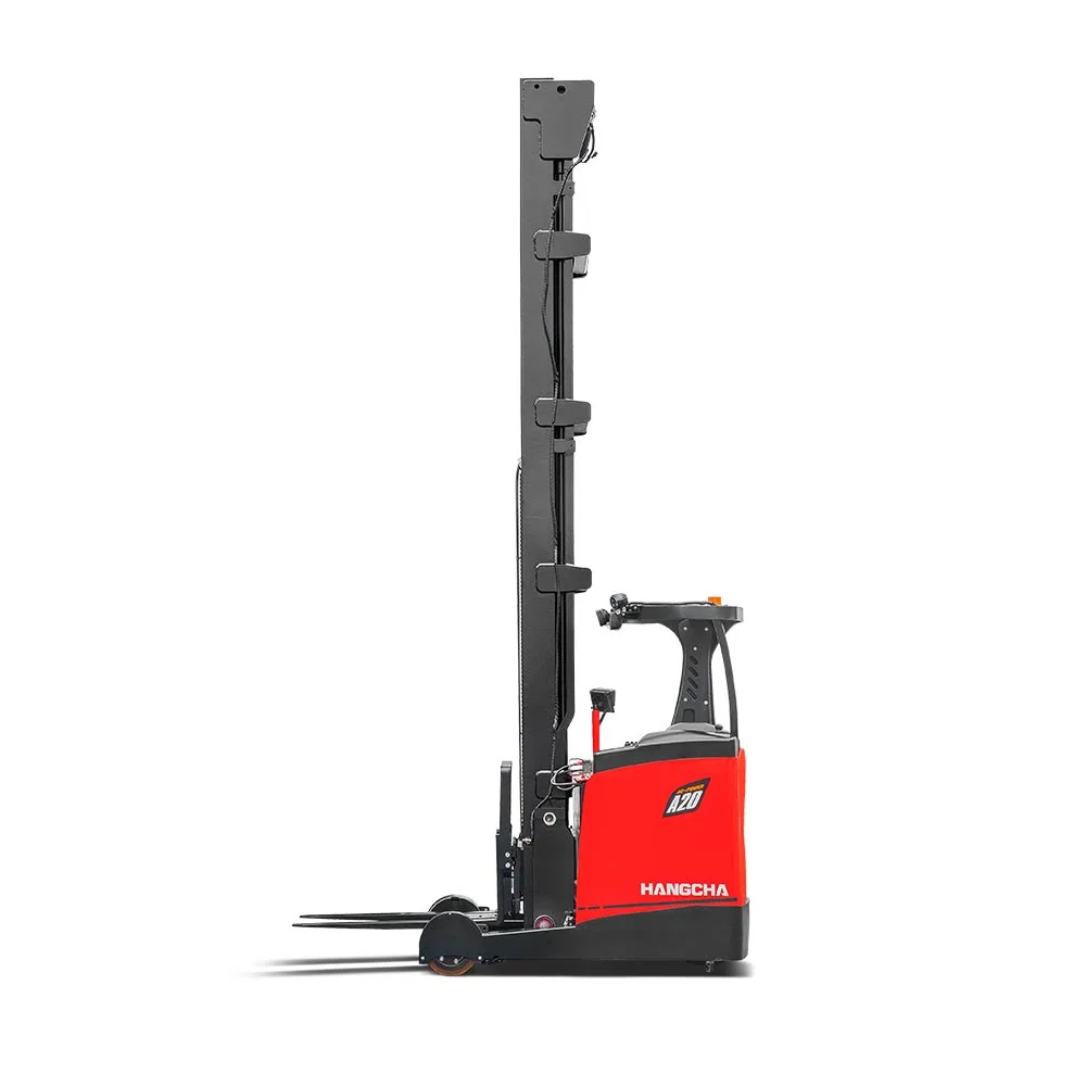 Opposite side view of Hangcha A Series reach truck with mast extended