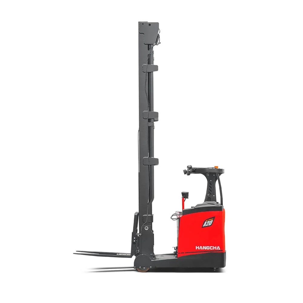 Side view of Hangcha A Series reach truck with mast fully extended