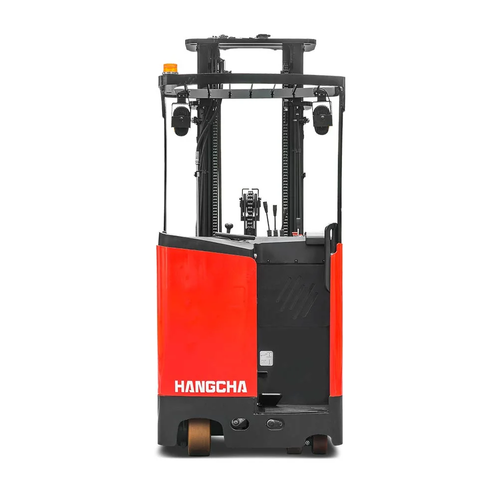 Rear view of Hangcha A18 reach truck showing Hangcha branding on rear cover