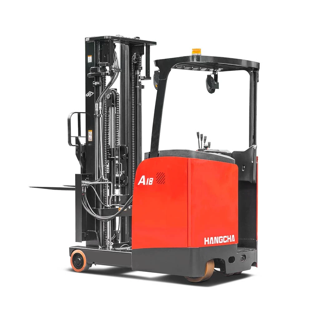 Hangcha A Series A18 reach truck with overhead guard, rear three-quarter view