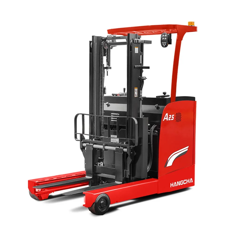 Hangcha A Series reach truck showing mast, reach carriage and forks, front three-quarter view