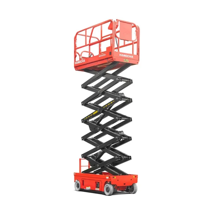 Hangcha HS Series E-Drive scissor lift with platform fully raised