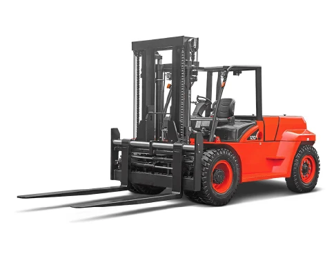 Hangcha X Series diesel and LPG forklift with 12 t lift capacity, front three-quarter view with forks lowered