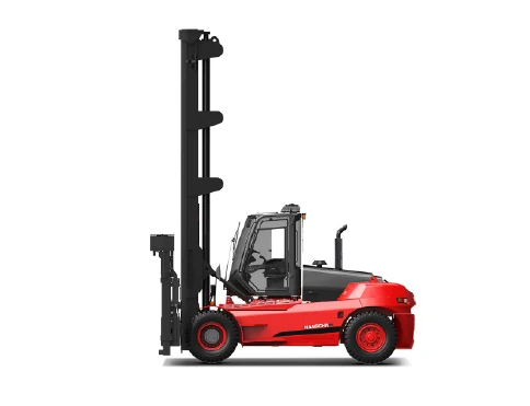 Hangcha X Series empty container handler for 3-4 layer stacking, side view