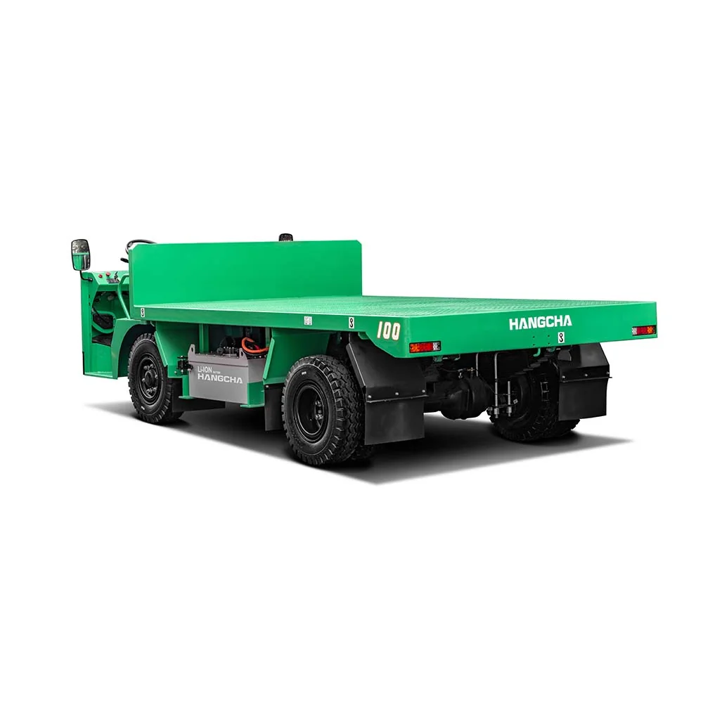 Rear three-quarter view of Hangcha X Series platform truck with flat deck and dual tyres