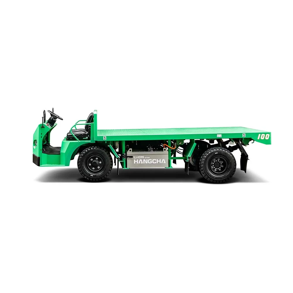 Side view of Hangcha X Series platform truck showing its long flat cargo deck