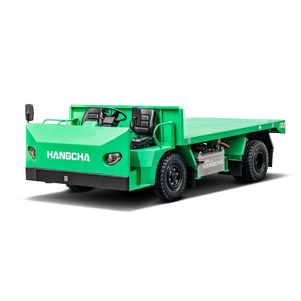 Hangcha X Series heavy electric platform truck in green, front three-quarter view