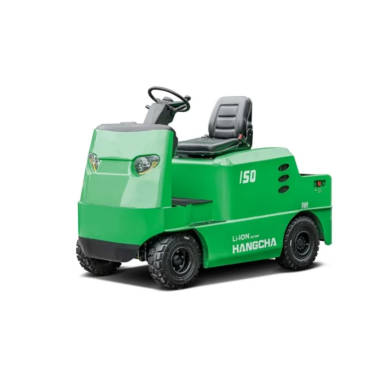 Hangcha X Series Li-ion seated electric tow tractor, green body, front three-quarter view