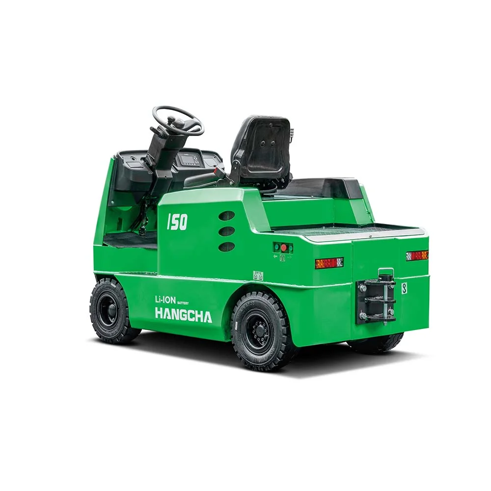 Rear three-quarter view of Hangcha X Series tow tractor showing seat and rear hitch