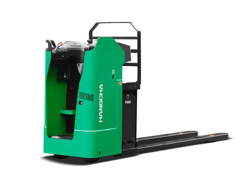 Hangcha XA Series stand-on side-seated pallet truck 2t side view with operator platform
