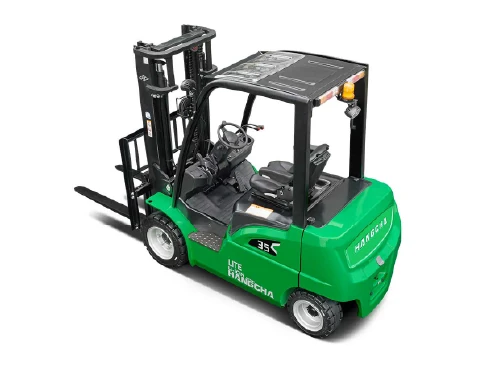 Hangcha XC Series 4-wheel electric forklift with 2-3.5 t lift capacity, elevated three-quarter view