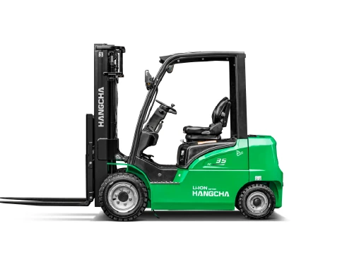 Hangcha XC Series PMSM 4-wheel electric forklift with 1.5-3.8 t lift capacity, front three-quarter view