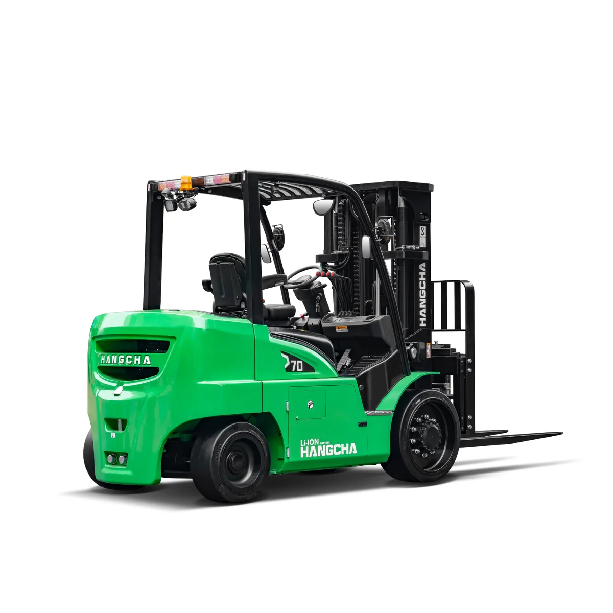 Rear three-quarter view of the Hangcha XC Series electric cushion tyre forklift