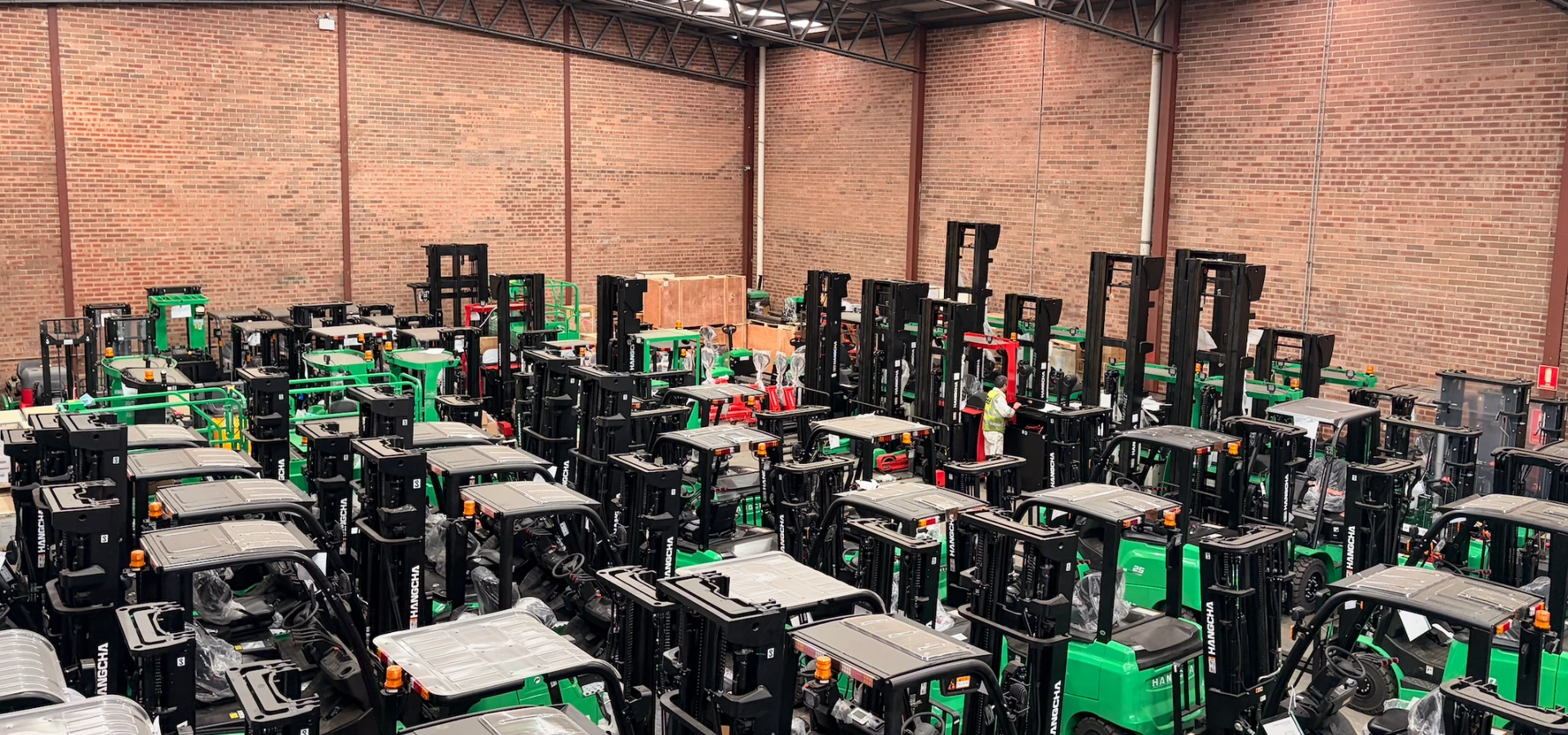 DJJ Equipment NSW warehouse with forklifts and material handling equipment in stock