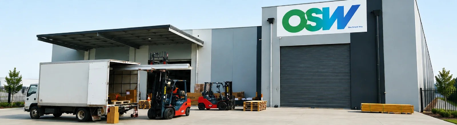 OSW Australia warehouse operating red forklifts supplied by DJJ Equipment