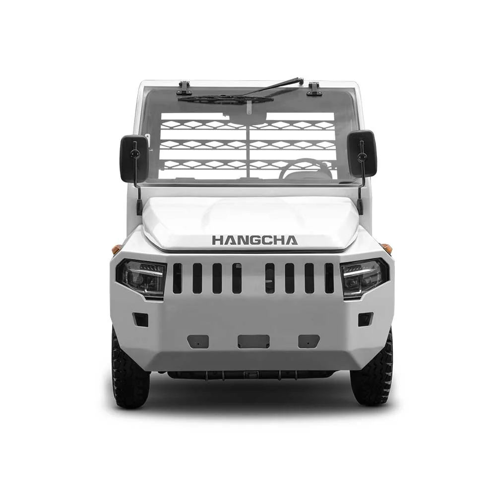 Front view of Hangcha X Series tow tractor showing grille, headlights and windscreen