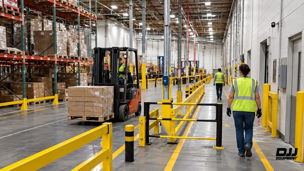 Separating pedestrians from forklift routes