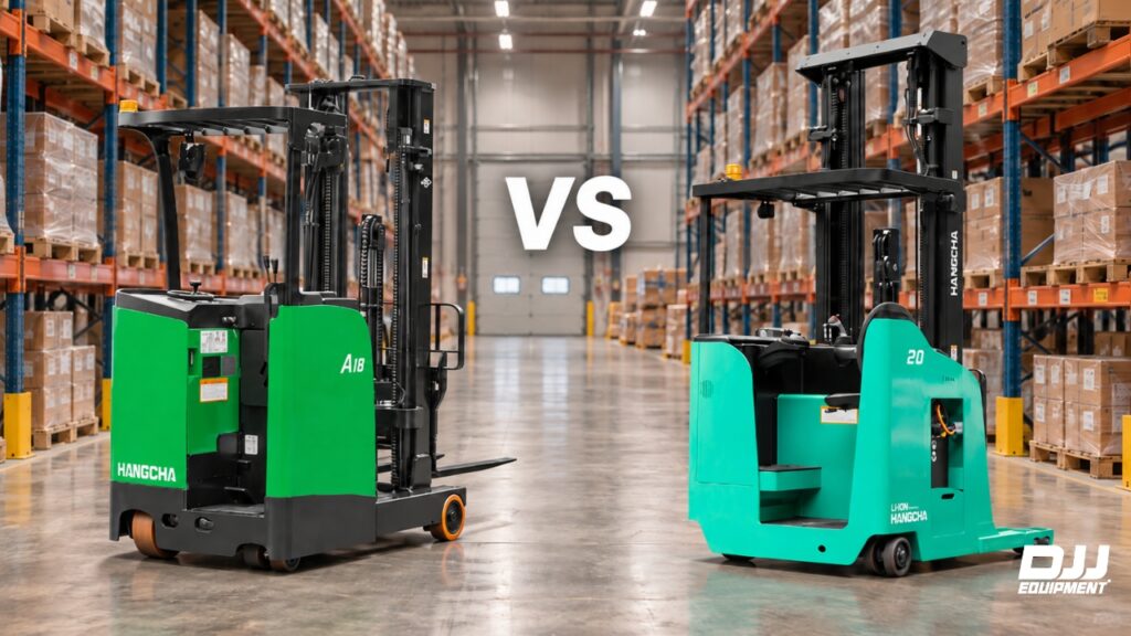 the difference between a stand-on and a sit-down reach truck