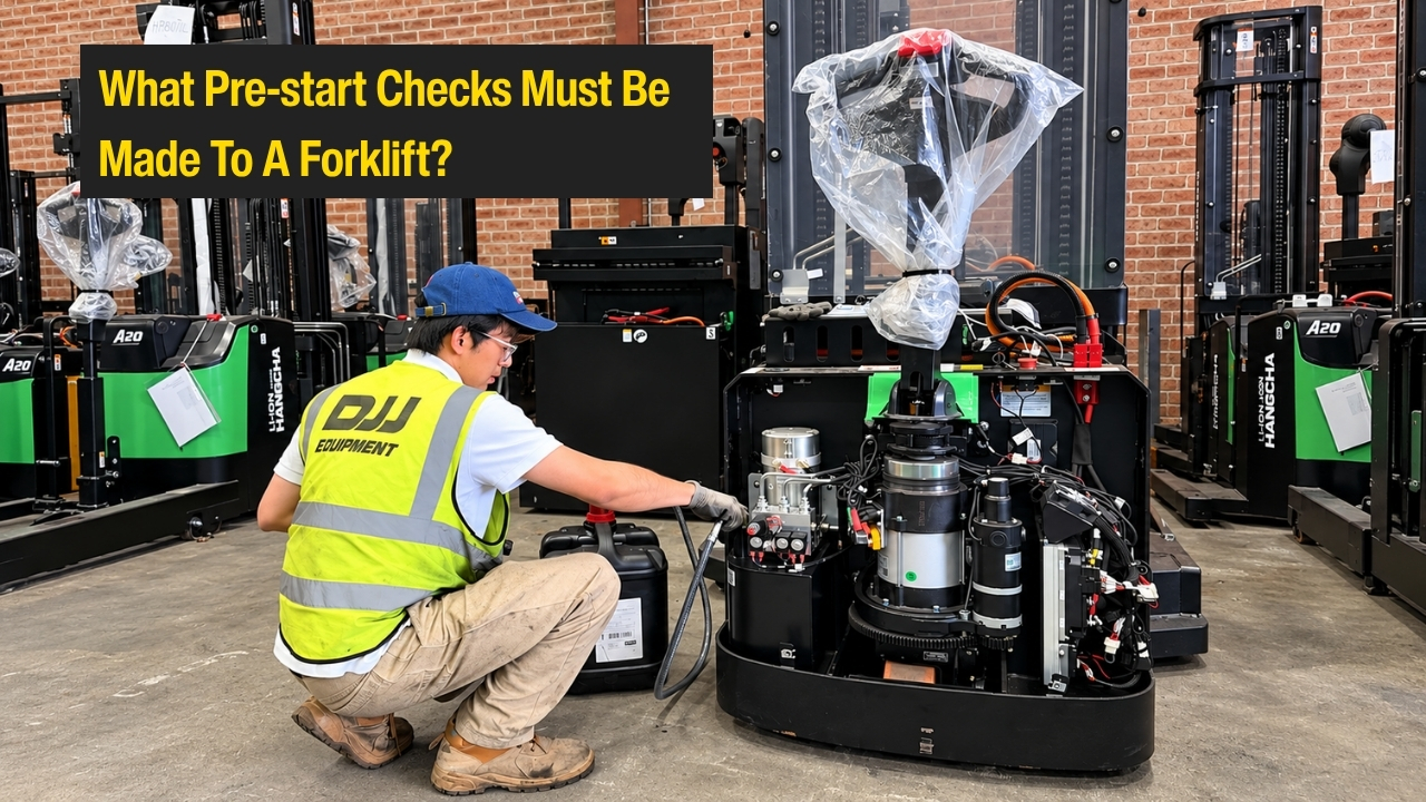 What pre-start checks must be made to a forklift?