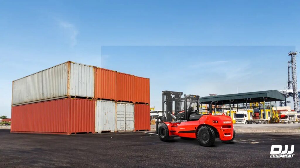 when can a forklift go into a container?