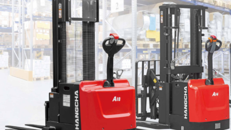 Cover image: Walkie Stacker Forklifts — Types, Applications & Buying Guide title with warehouse background and stacker silhouette.